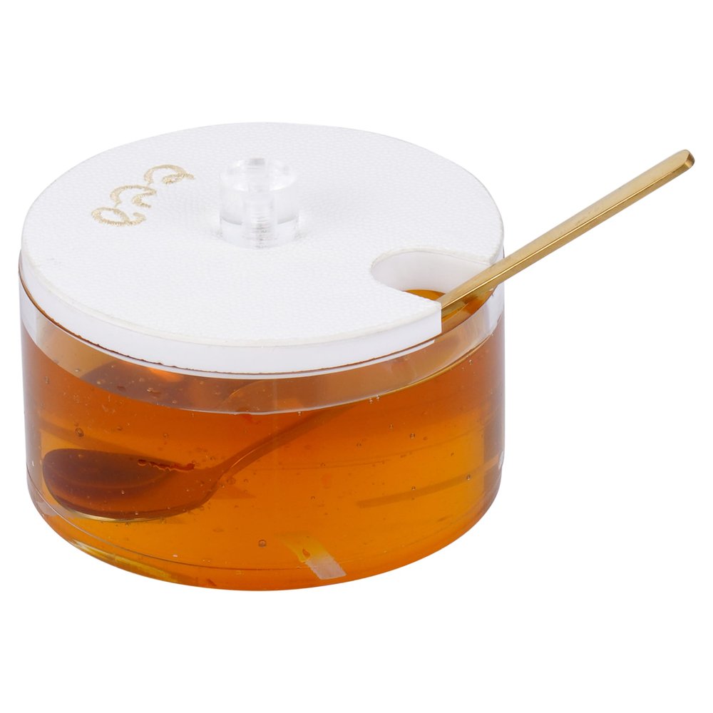Honeycomb Honey Dish- White Marble Lucite – Haus Decor
