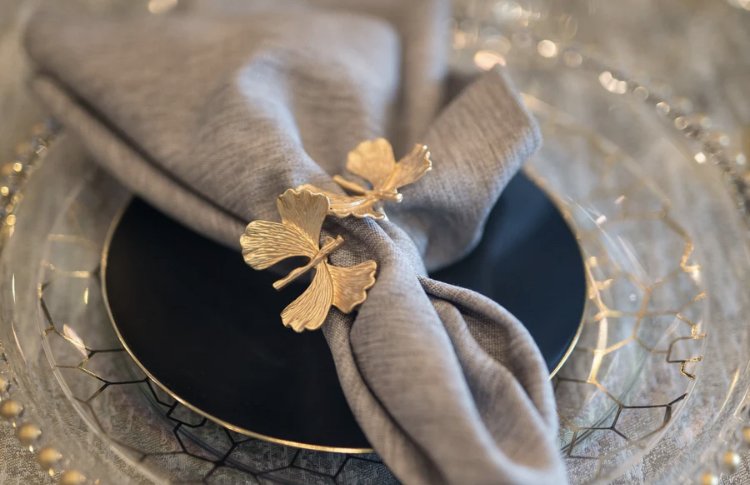 Gold Butterfly Ginkgo Napkin Rings - Set of 4 — The Doily Lady