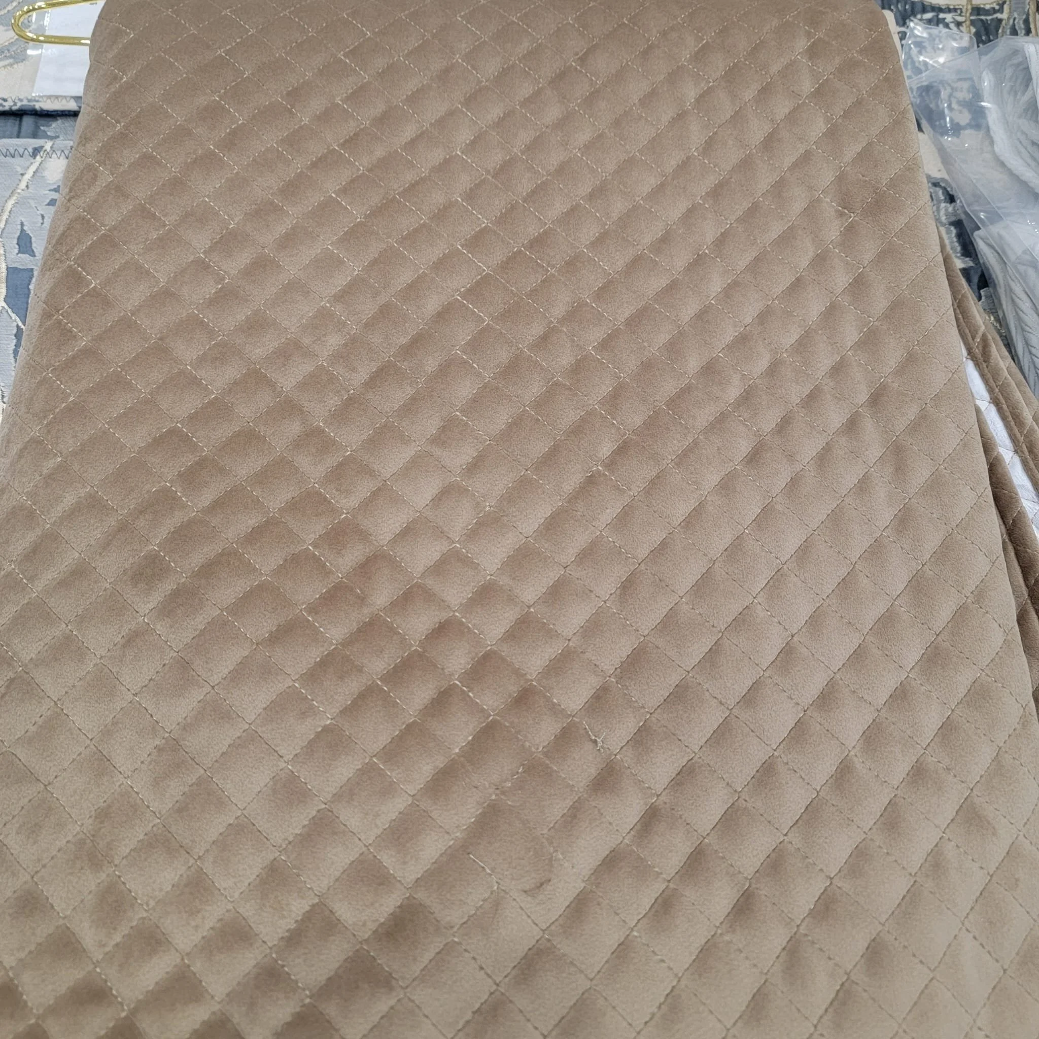 tablecloth tan quilted velvet.JPG