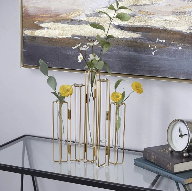 Metal Foldable Vase with Clear Glass Tubes — The Doily Lady