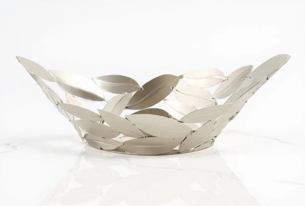 Elegant Leaf Design Stainless Steel Bowl