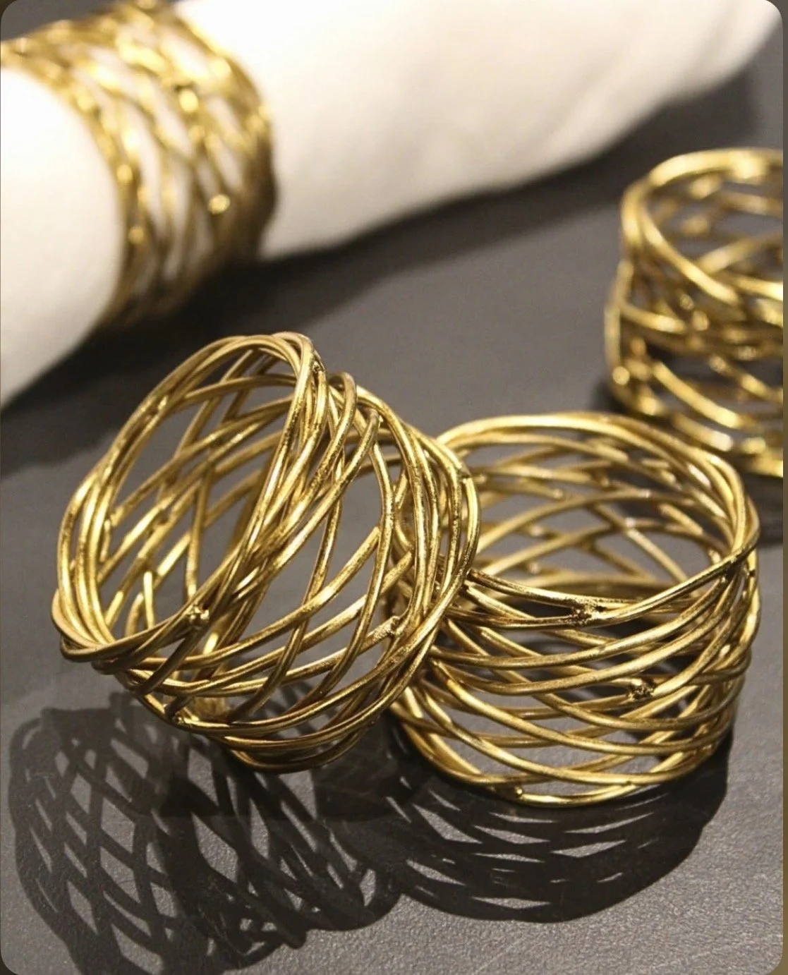 Elegant Gold Spiral Napkin Rings-Set of 12