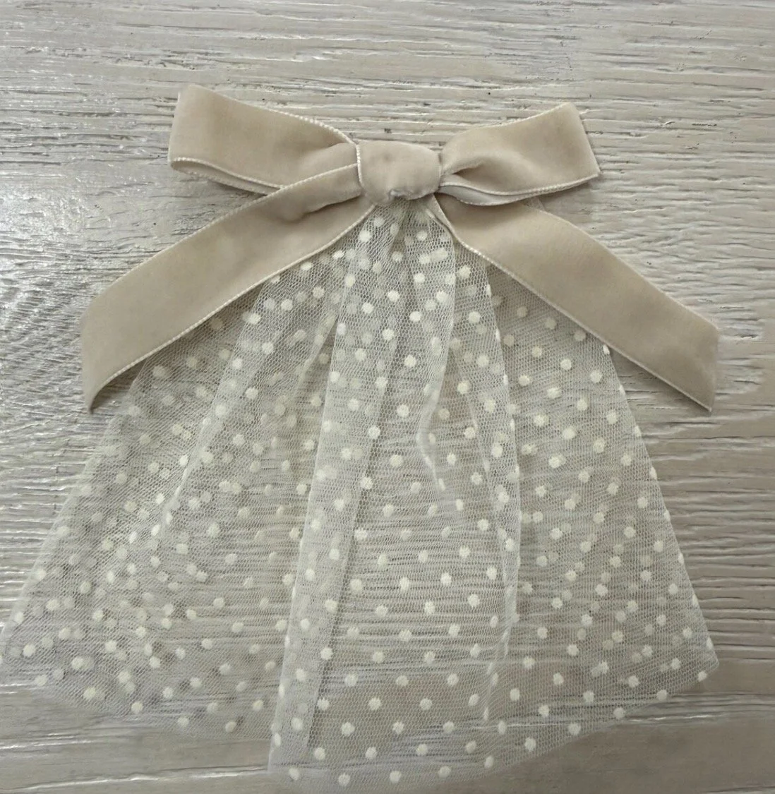 Sand Flocked Mesh Doily Cape with Velvet Bow