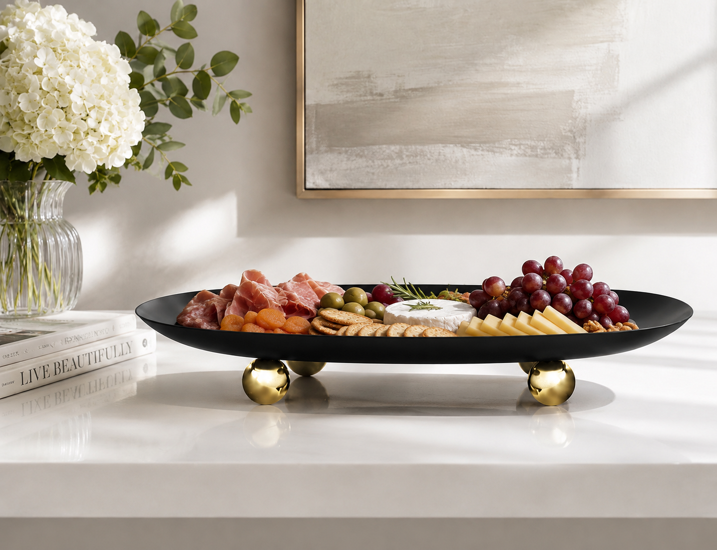 godinger temari oval platter with food.PNG