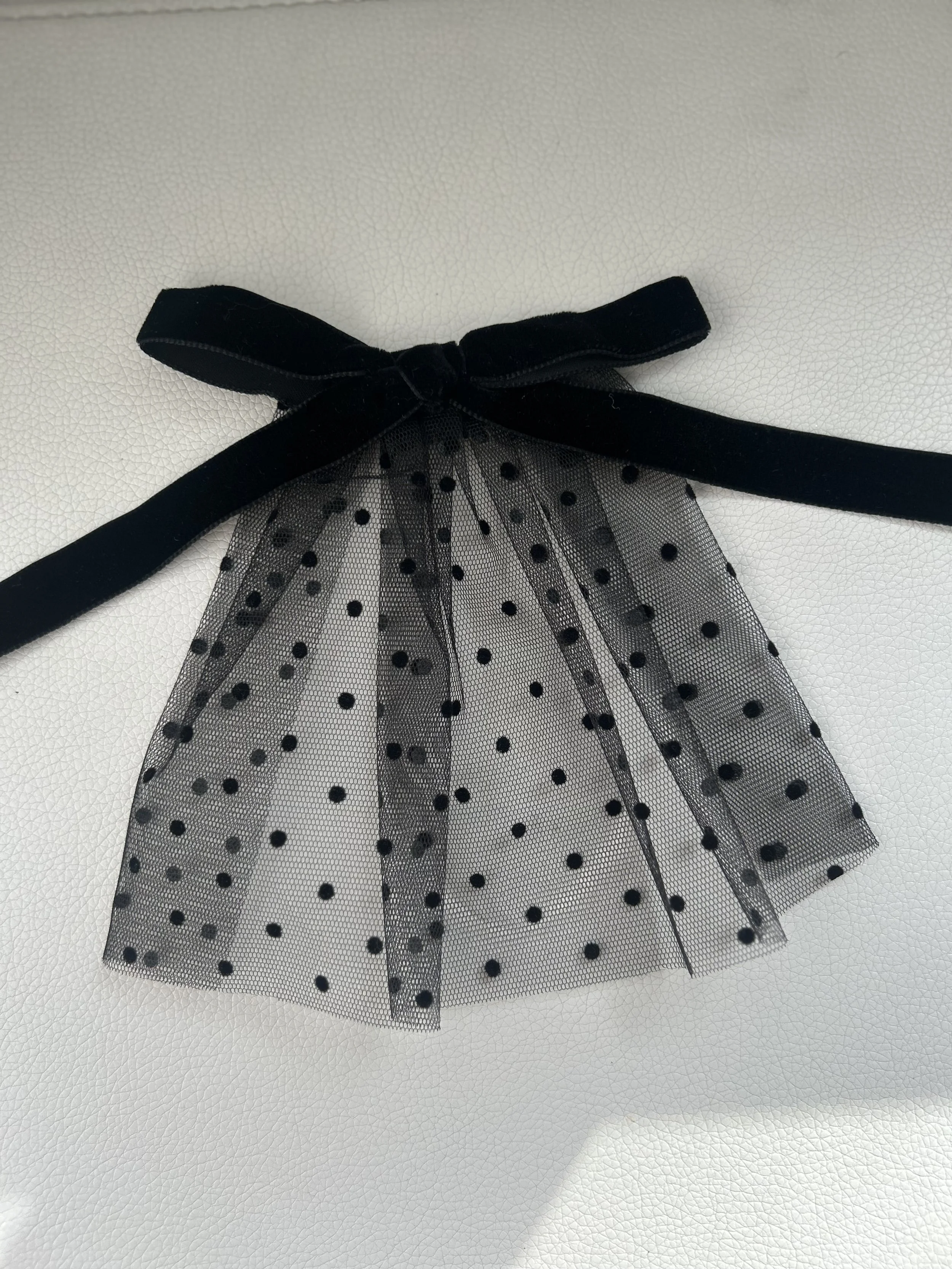 Black Tulle Doily with 1" Velvet Bow