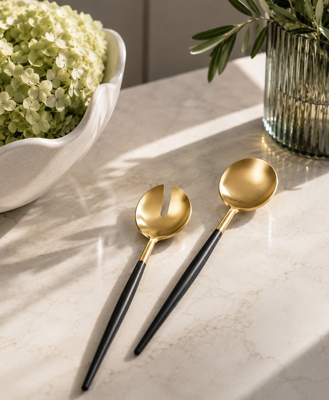 Gold & Black Salad Serving Set