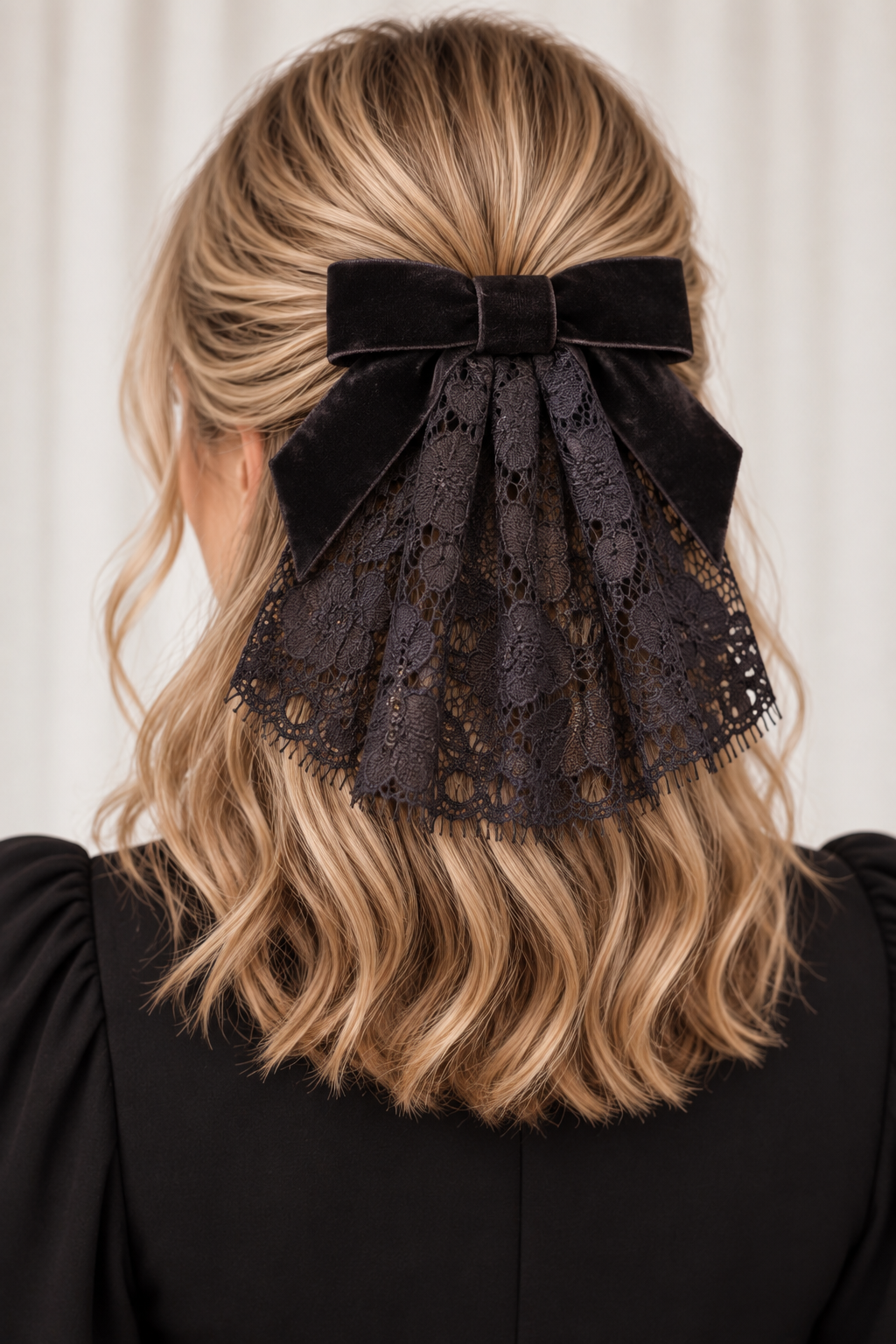Brown Eyelash Lace Cape with 1" Brown Velvet Bow