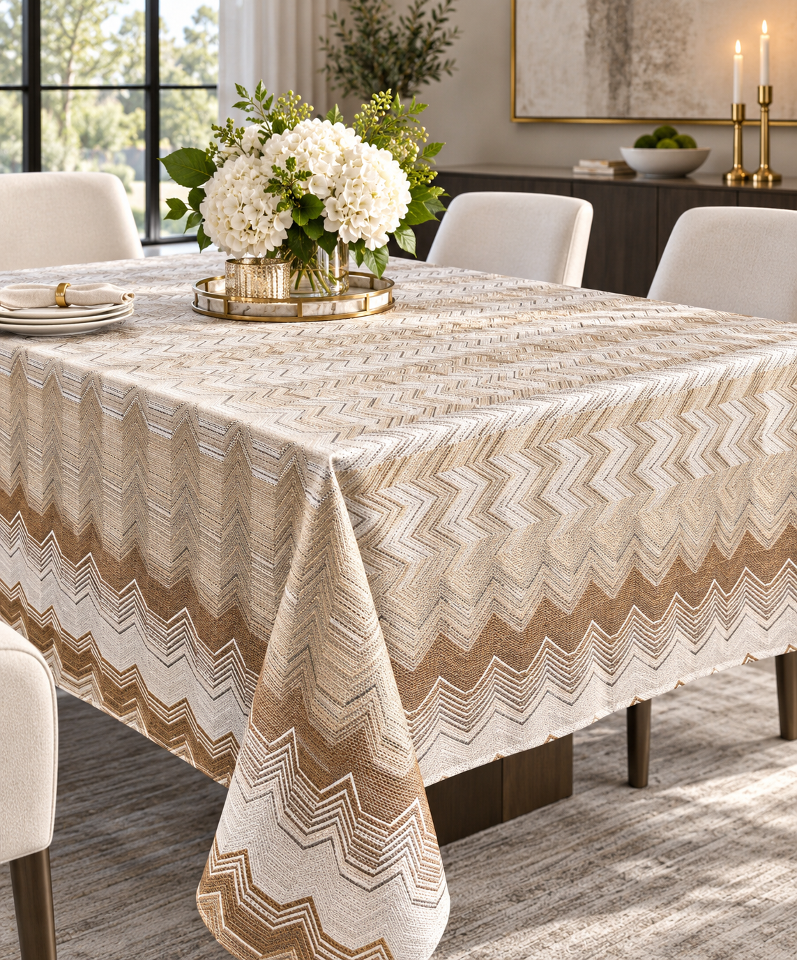 Chevron Jacquard Tablecloth