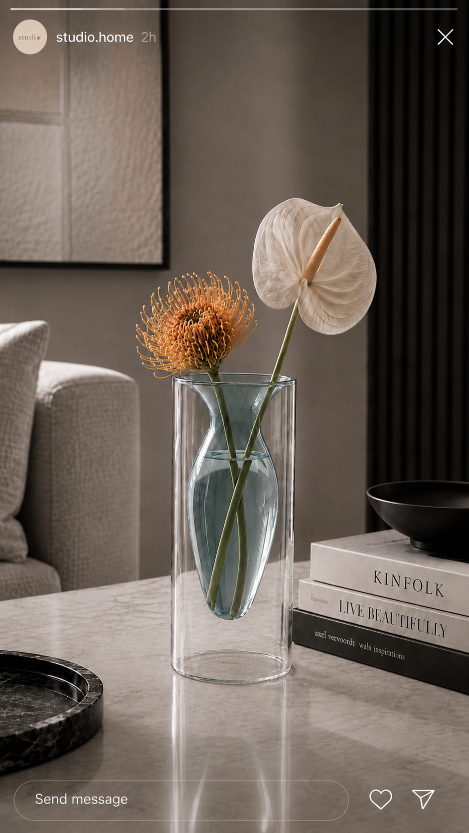 Double Wall Art Glass Vase - 7.9"