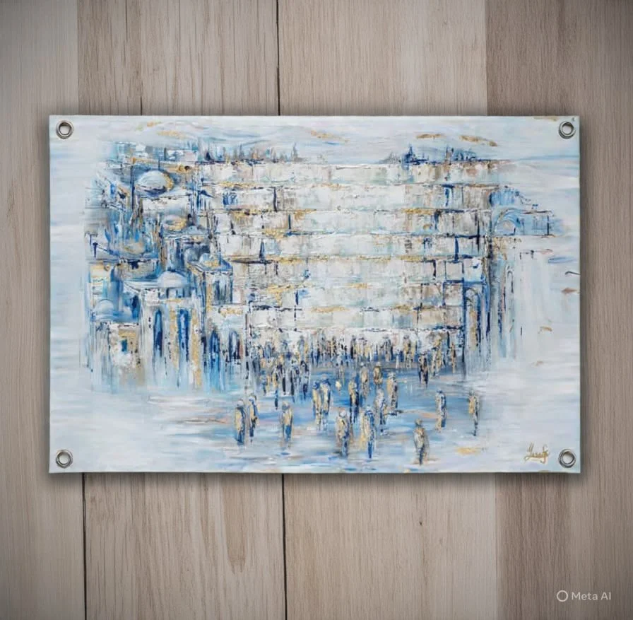 Painted Kotel by Yosefa Vinyl Sukkah Decoration