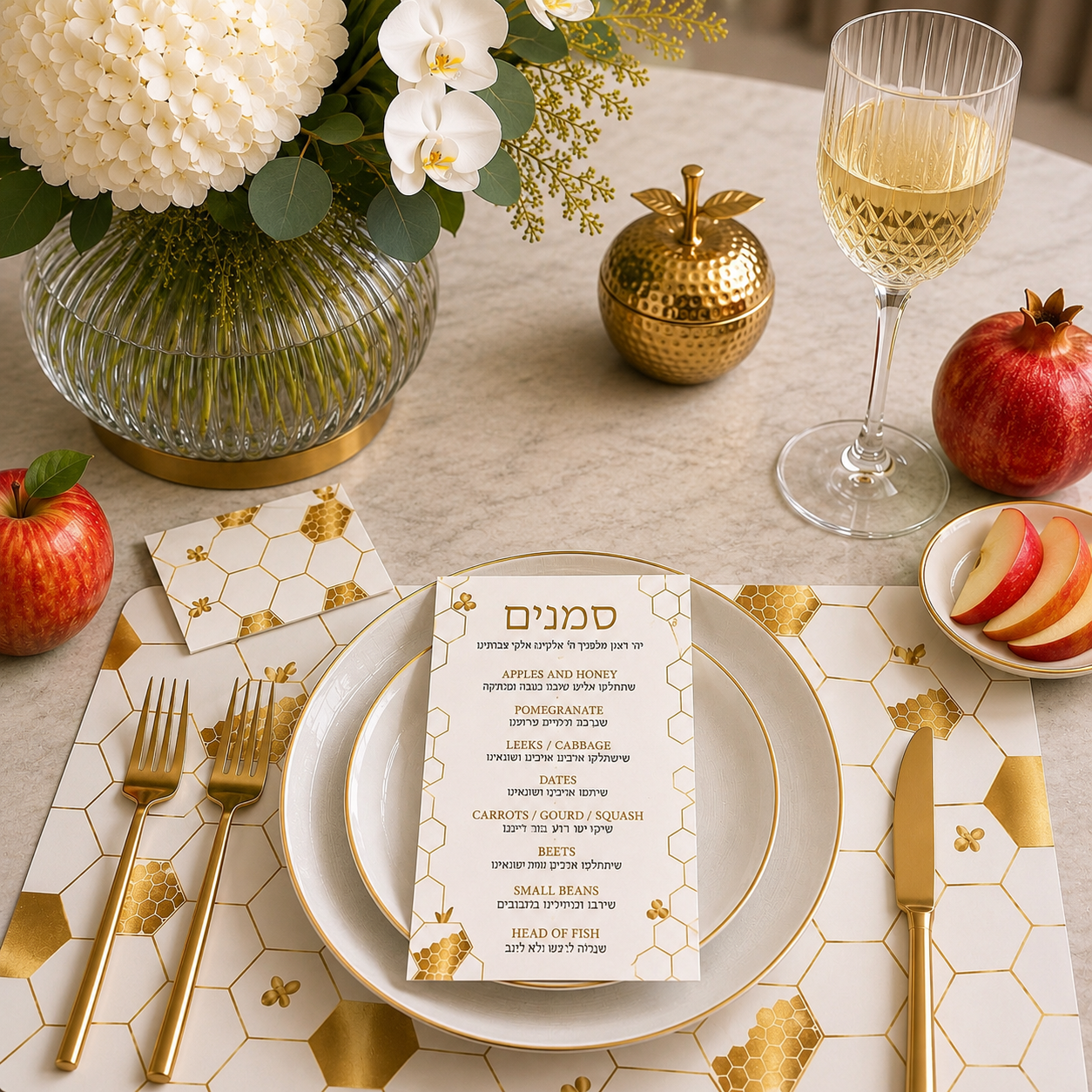 Honey Comb Paper Charger with Coaster and Simanim Card