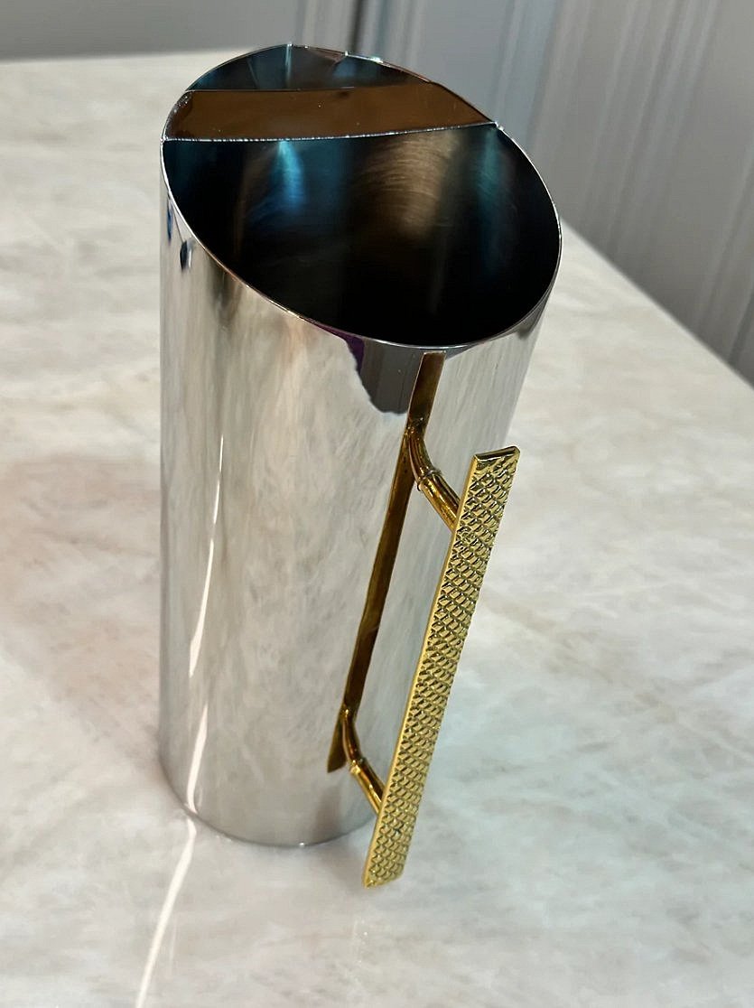 Diamond Design Pitcher with Gold Handles