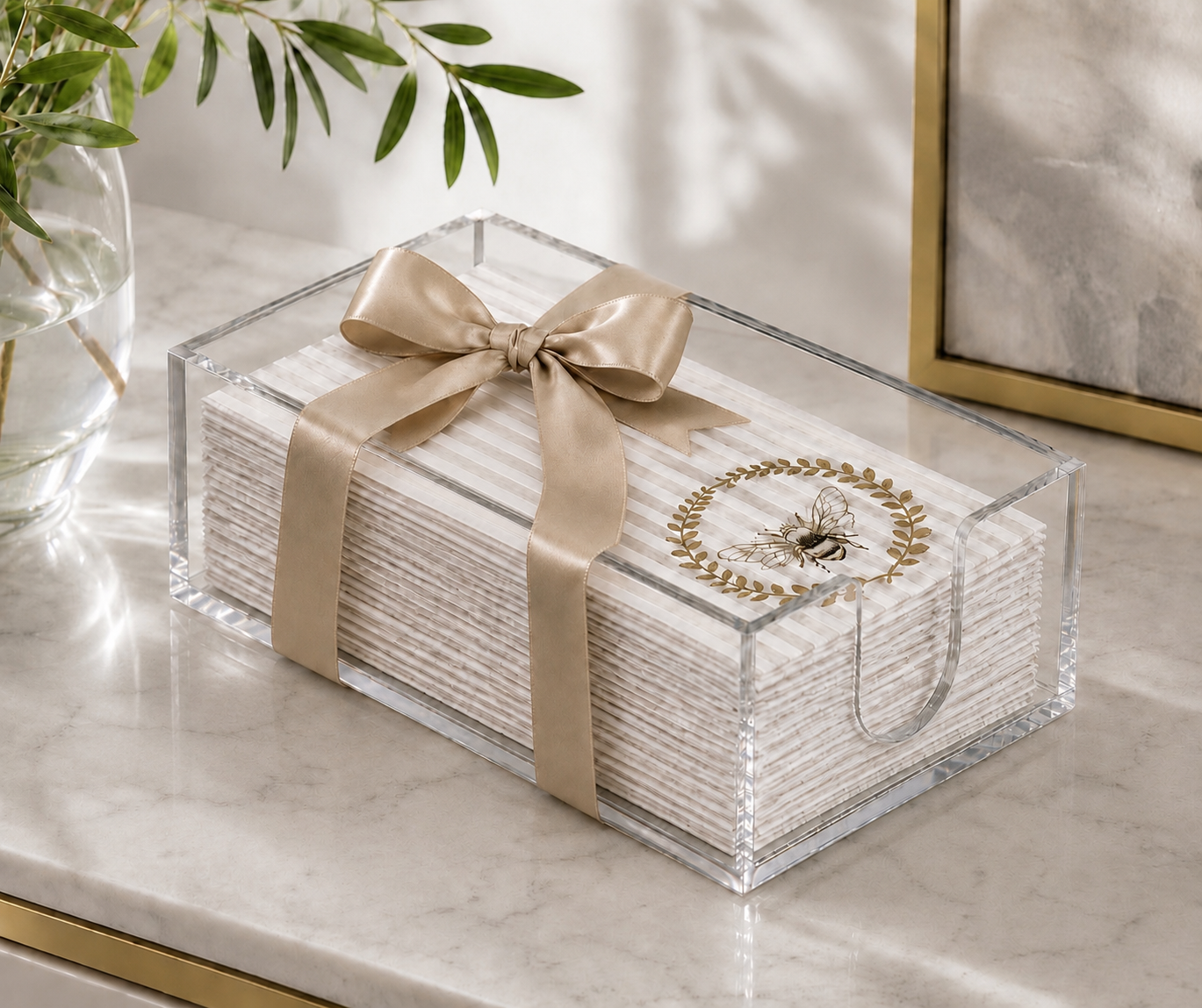Bee Napkin/Towels with Option of Lucite Holder