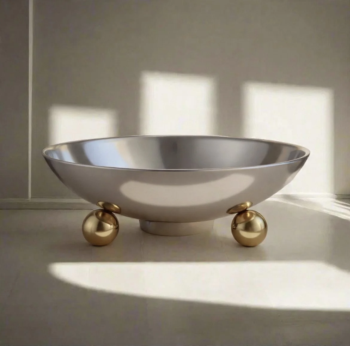 Temari 11" Stainless with Gold Footed Bowl