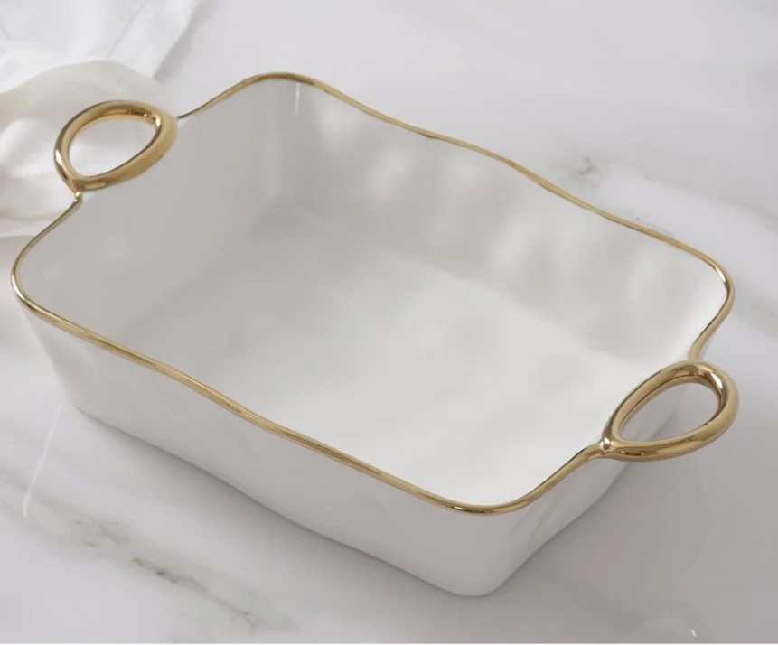Golden Handles Rectangular Baking Dish