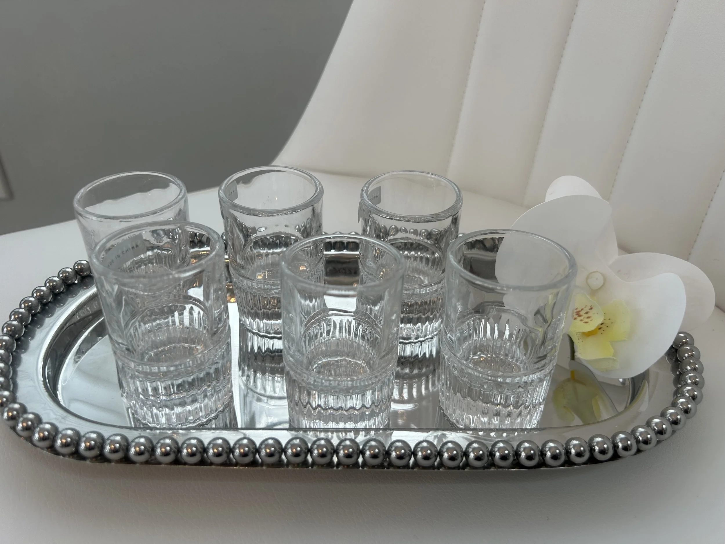 Beaded Elegance Shot Glass Set with Tray