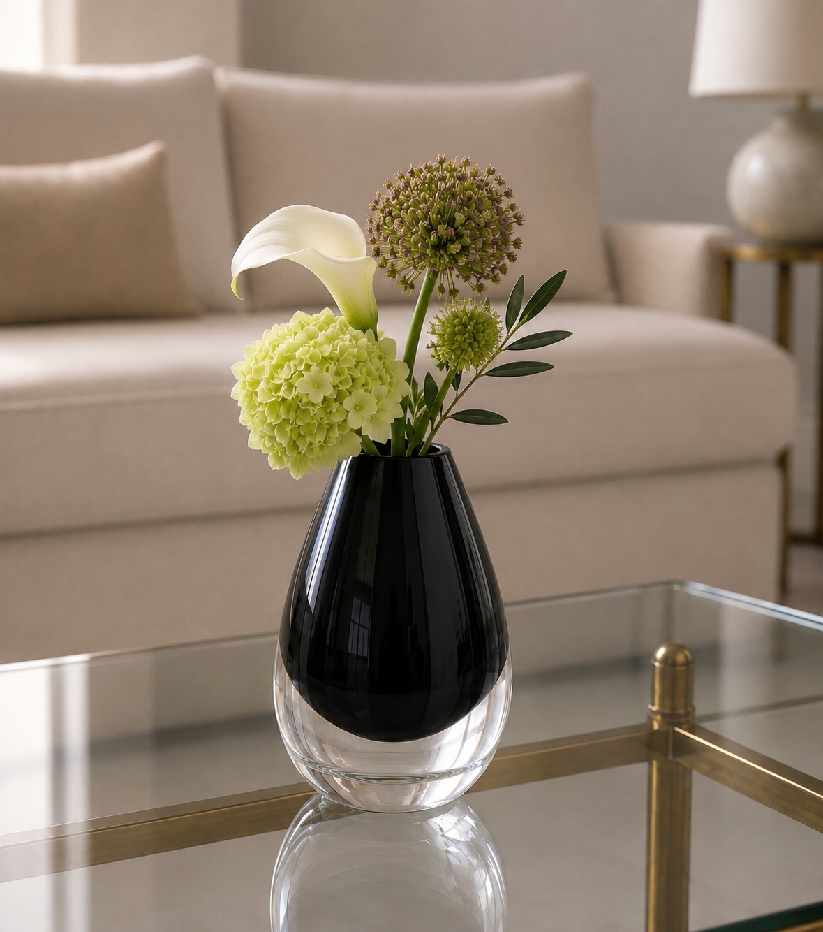 Black Glass Suspended Bud Vase