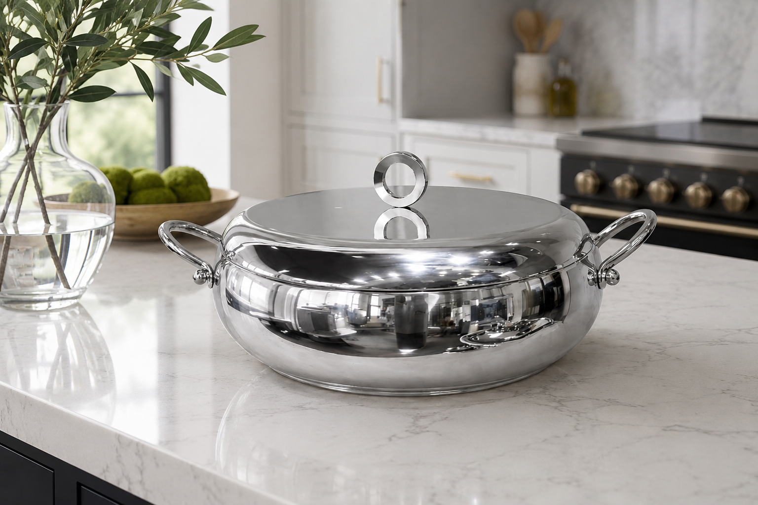 Double Wall Stainless Serving Bowl with Cover