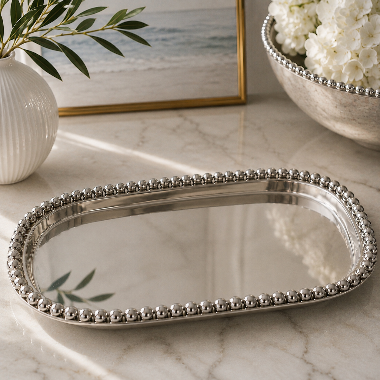 Stainless Steel Beaded Edge Platter