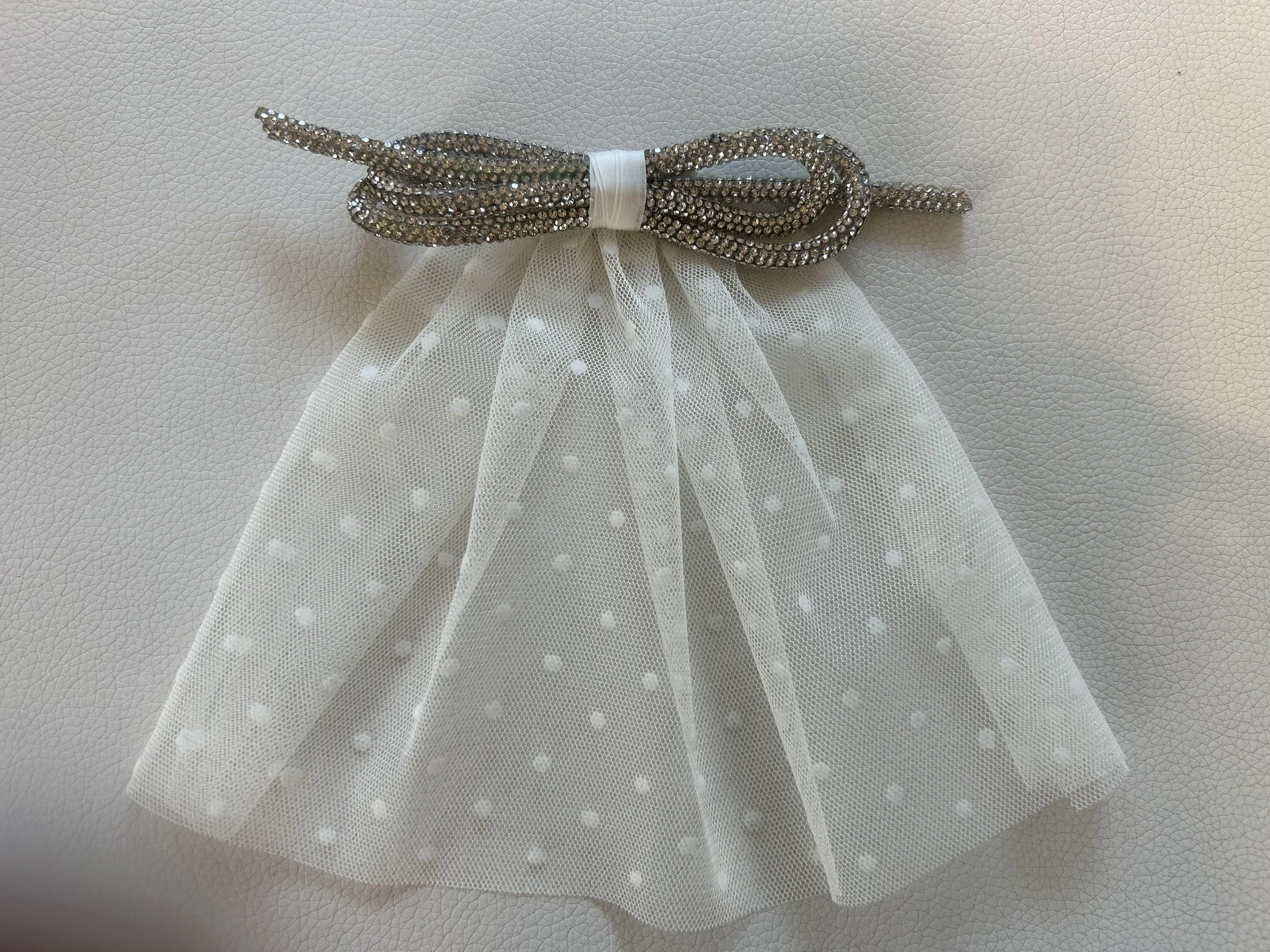Ivory Tulle Cape with Silver or Gold Rhinestone DoubleBow