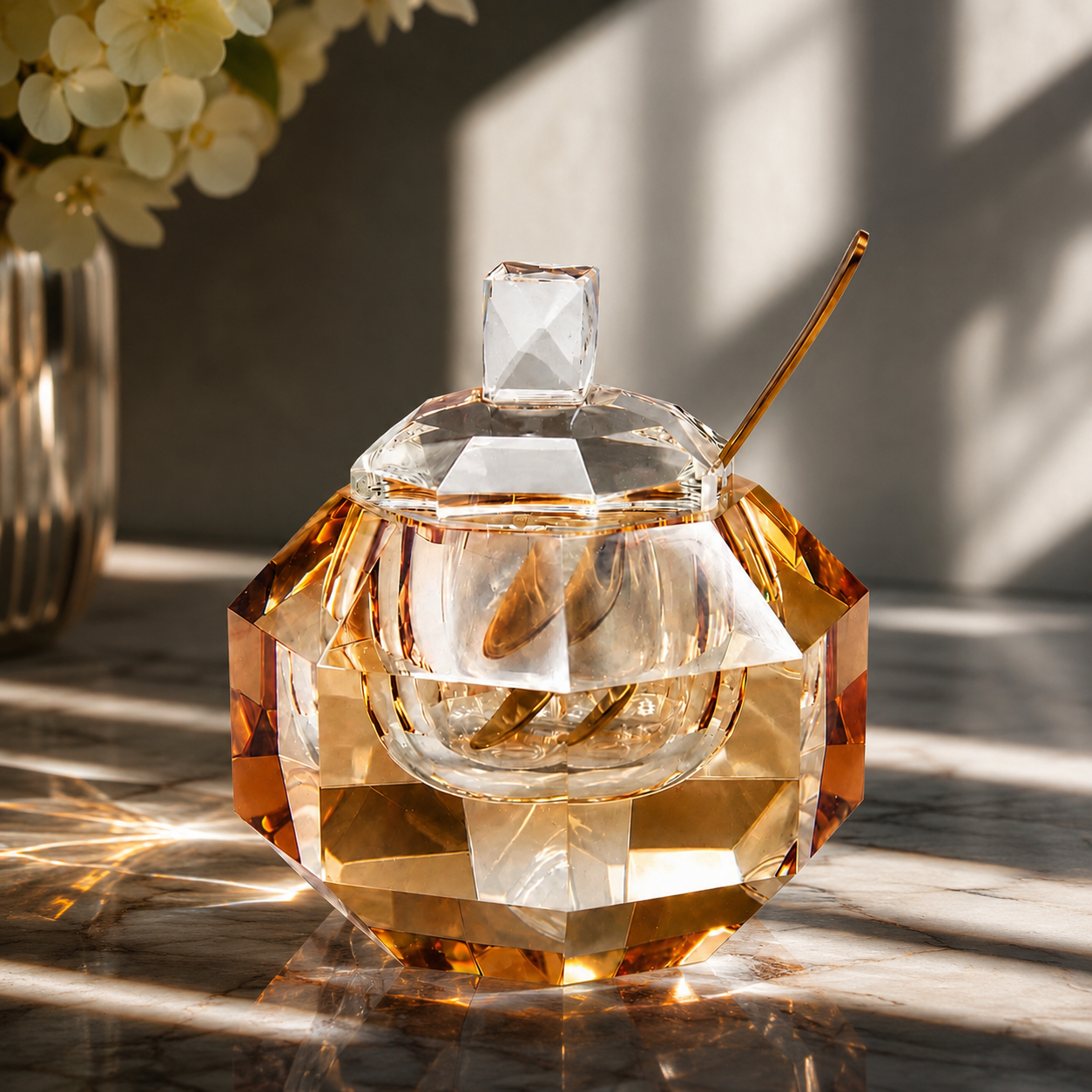 Crystal Amber Honey Jar