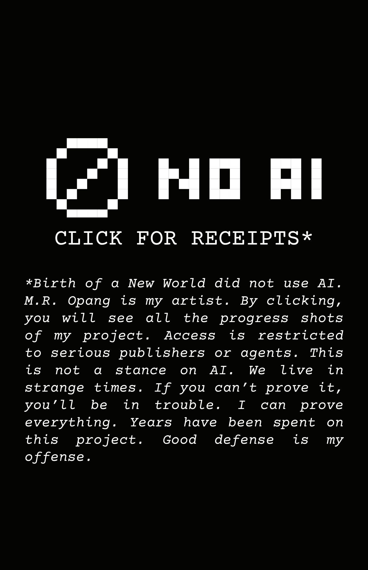 For Perspective Publishers/Agents - No Ai Used