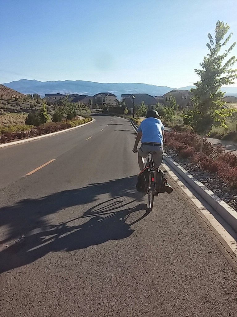 Soaking in the view of the city below by taking a longer route.