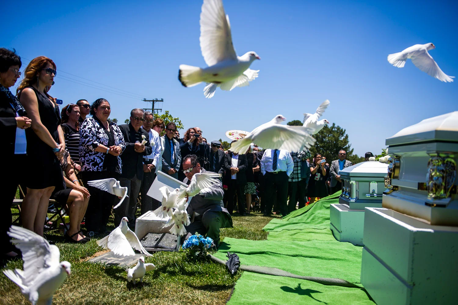 Doves are released at funeral for Santa Monica shooting victims