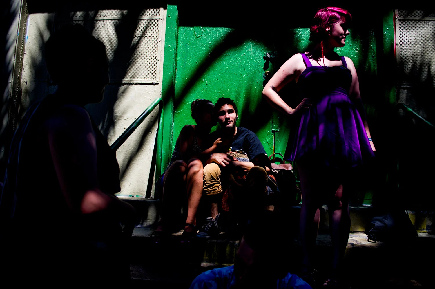 Girl stands in nice light