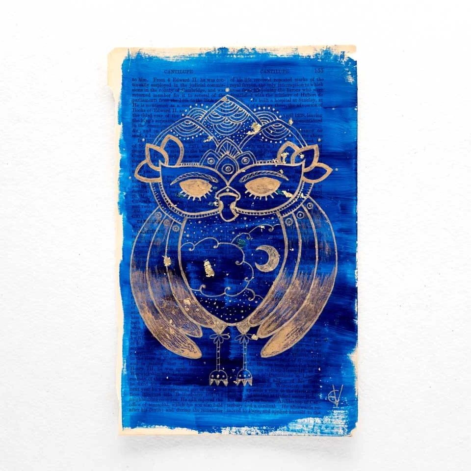 'Gold Leaf' book page painting #77