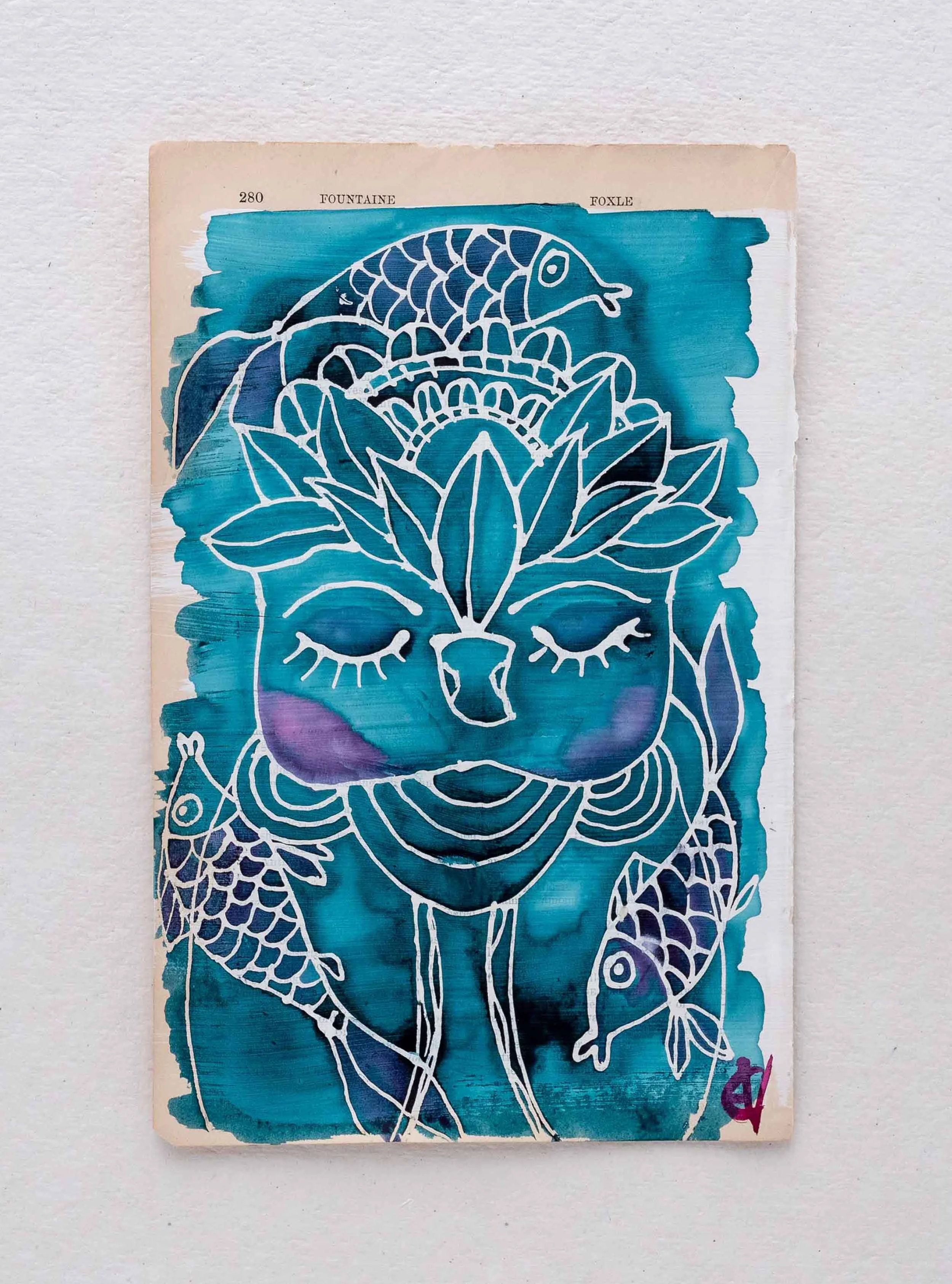 'Flowing' book page painting #10/2018