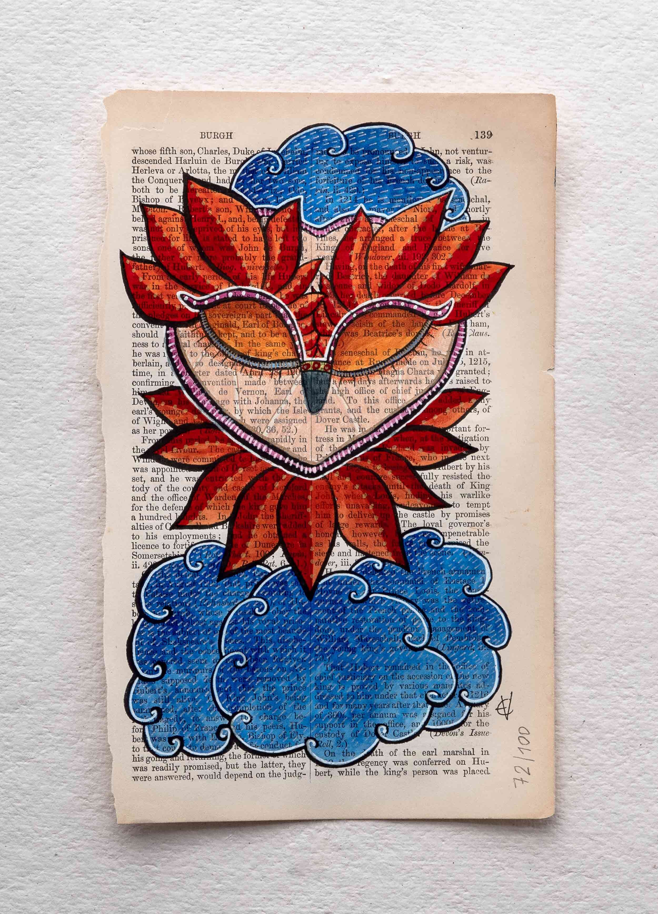  'Up in the clouds' Book page painting 72/100 (2017)