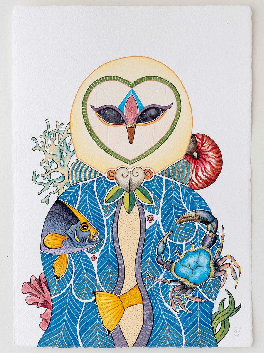Owl With Ammonite