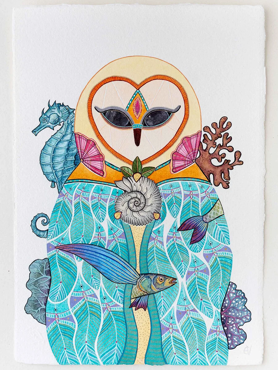Owl With Flying Fish