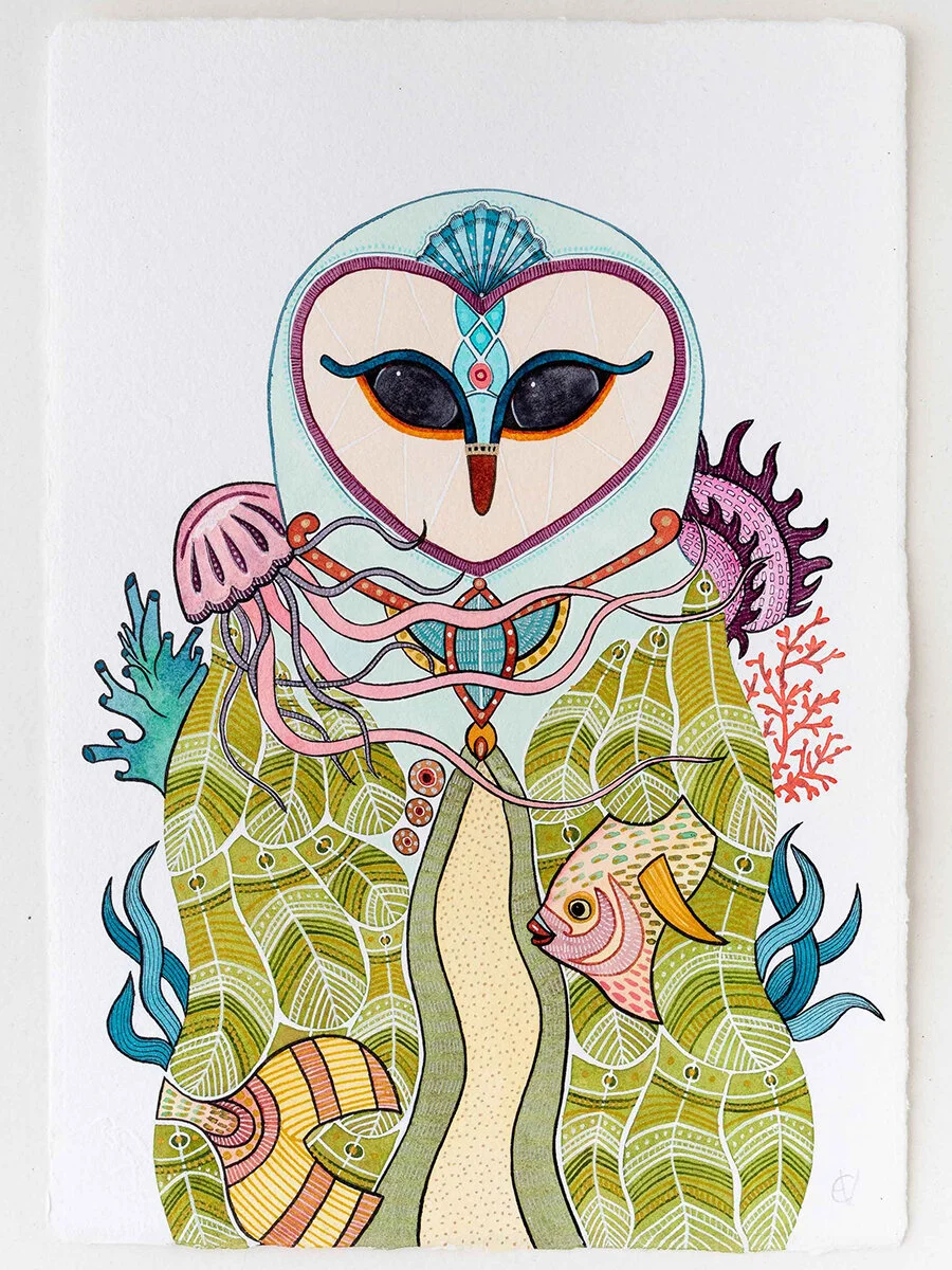 Owl With Jellyfish