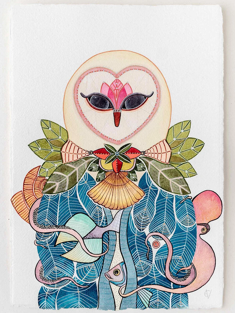 Owl With Octopus