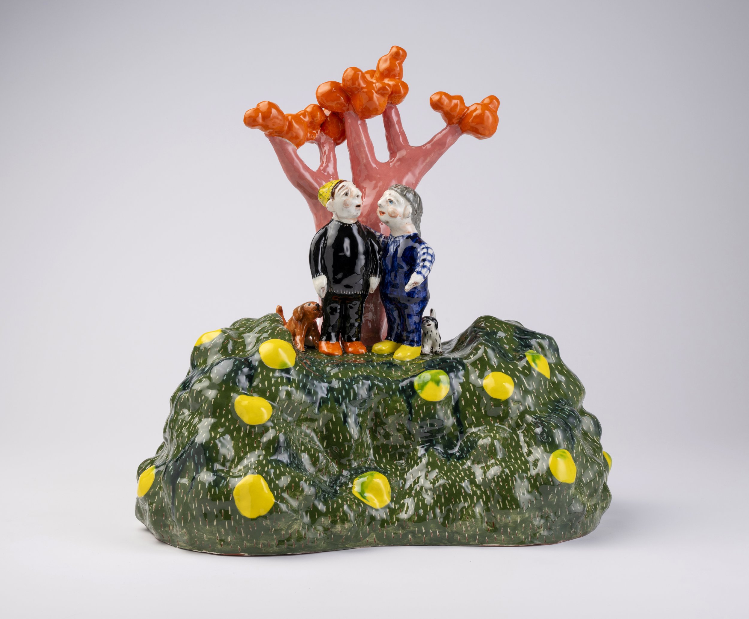 Lemonadeandfriends,2025 Terracotta, coloured slips, clearglaze 58x48x33cm, Photographer, michael haines.jpg