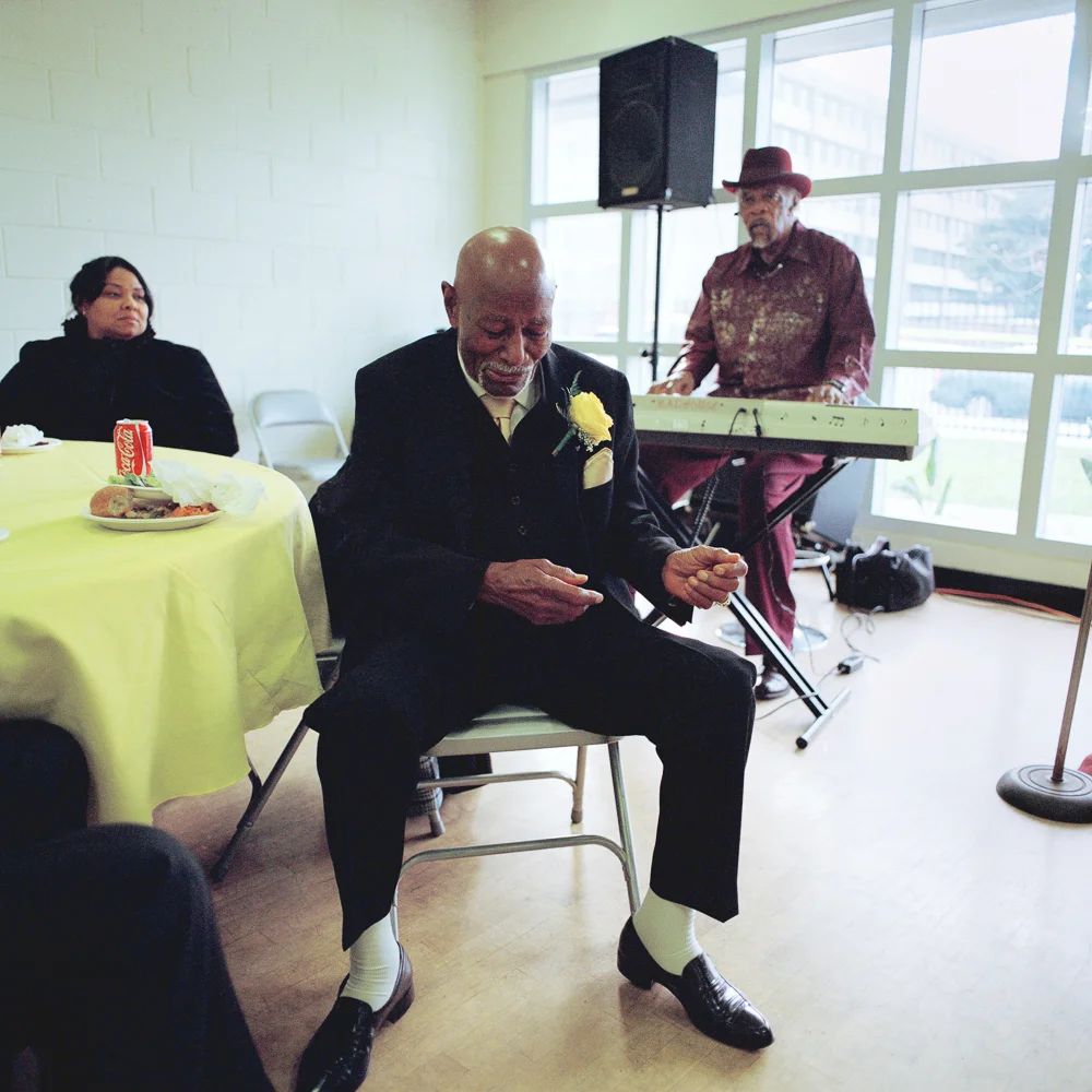 Chuck danced at Mable's memorial, Los Angeles 2013