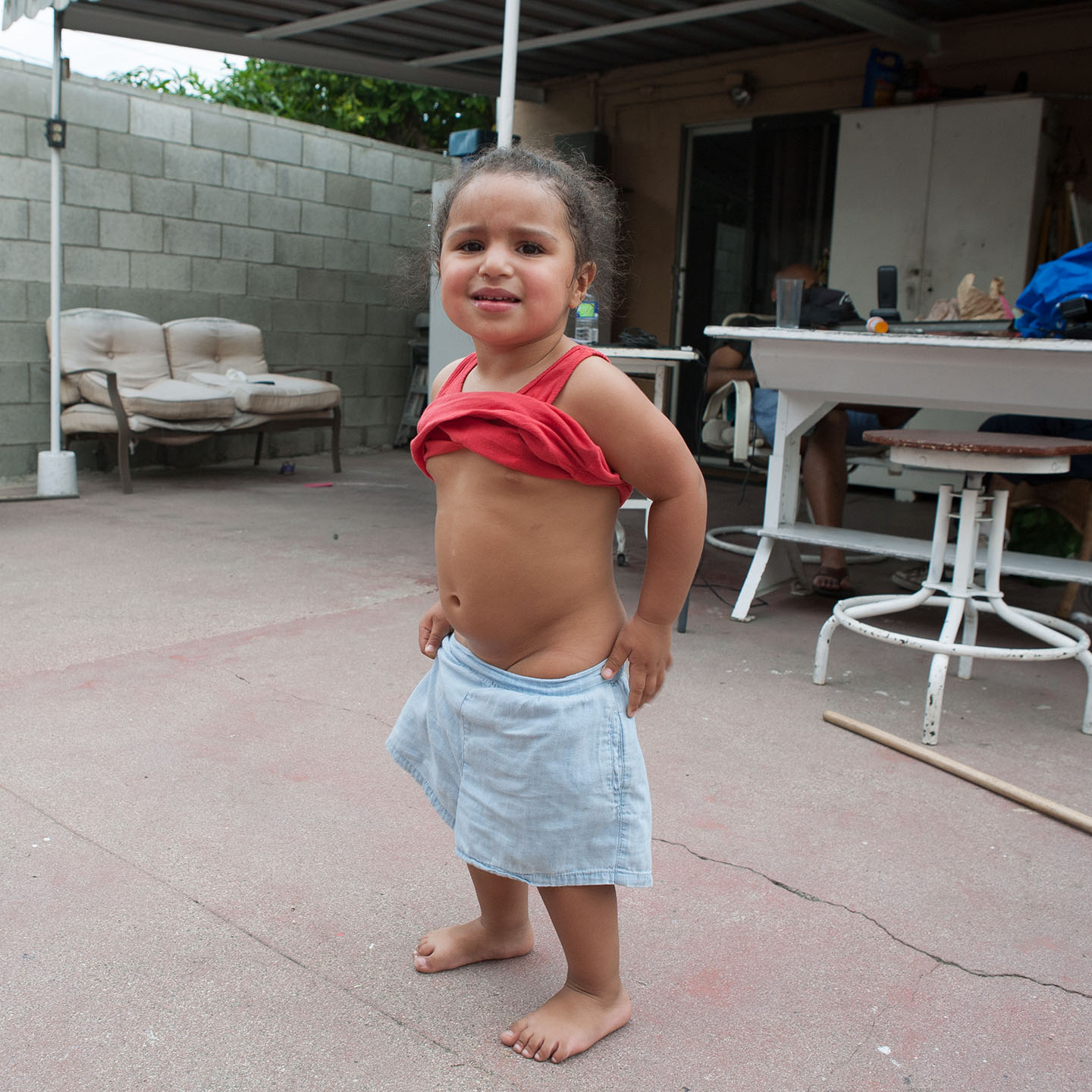 Violet hot, removing her pants, Los Angeles, California 2015