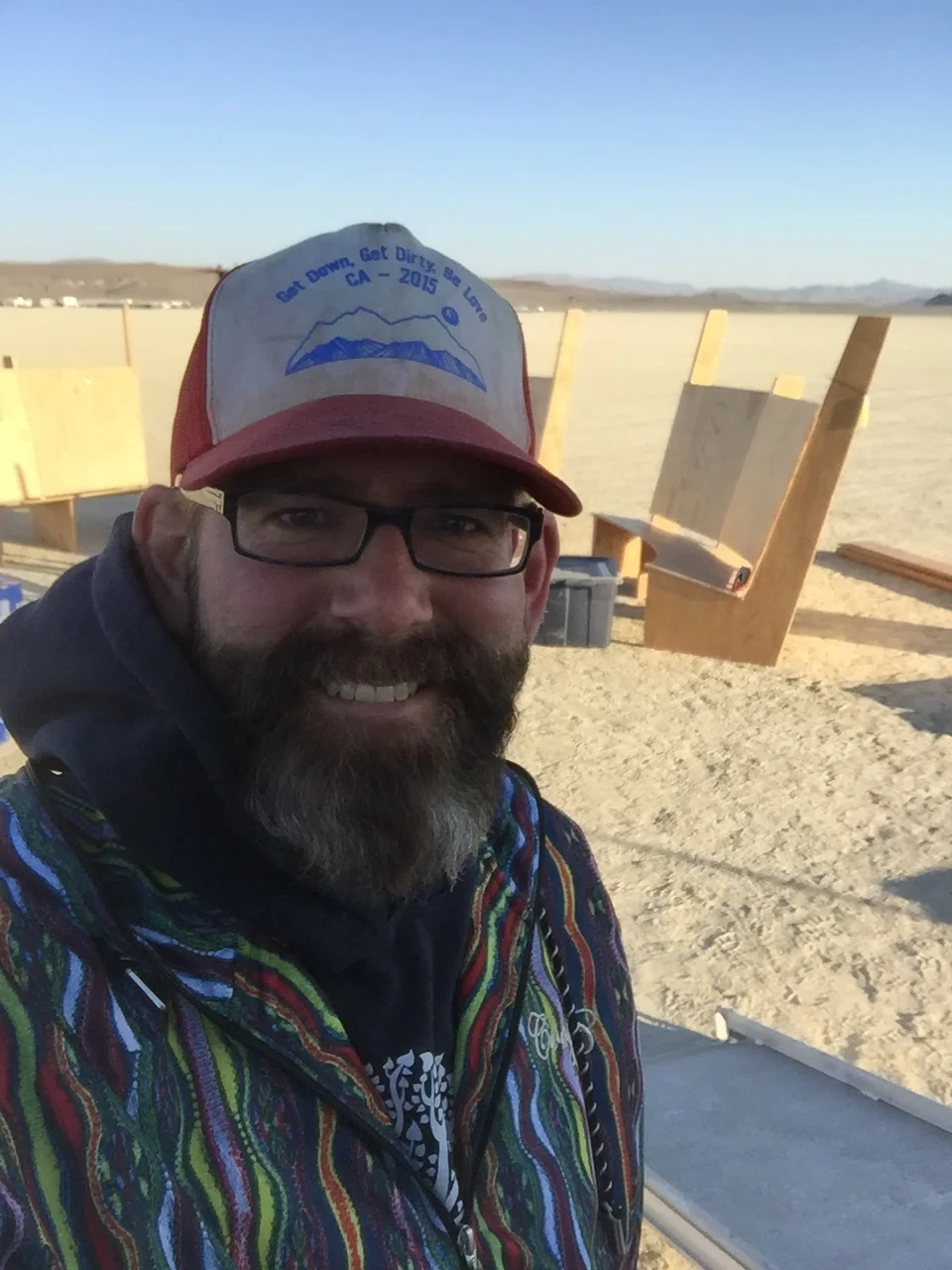 Me at the start of the week, before the crowds arrived.