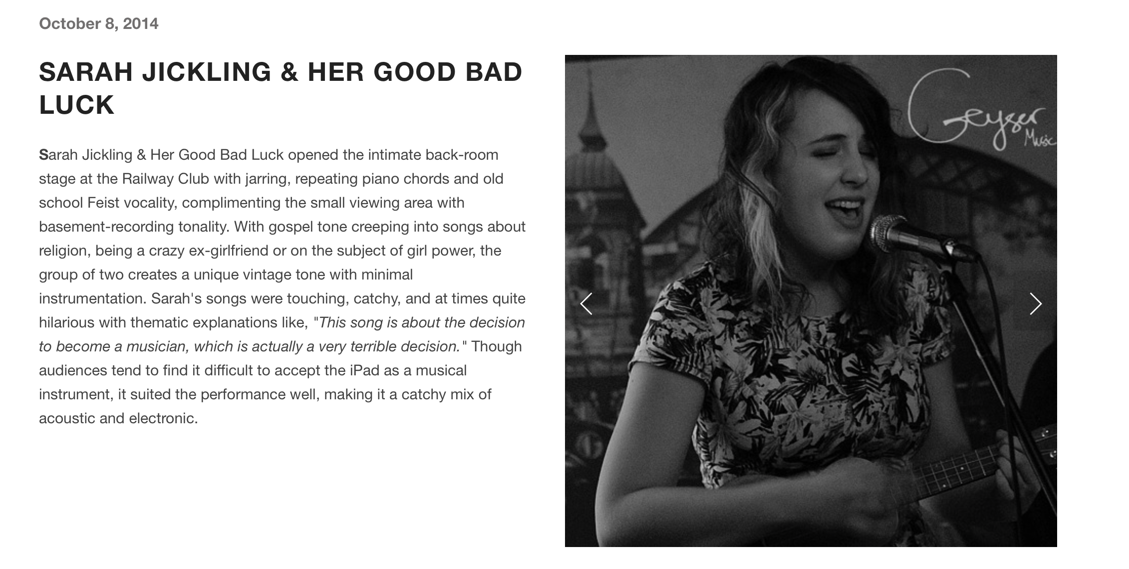 Find the review online at geysermusic.com