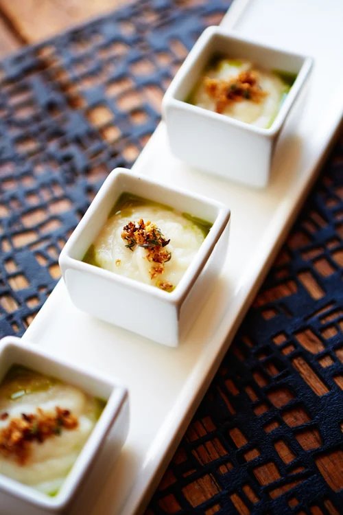 Cauliflower Truffle Shooter, Thyme Oil