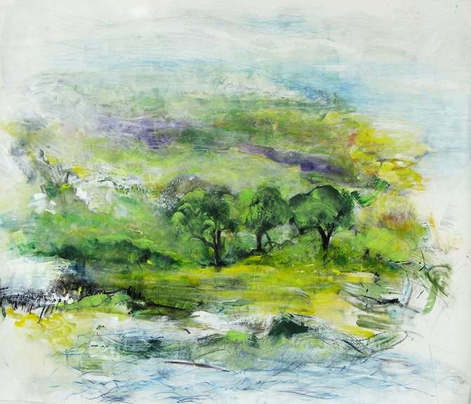 Three Trees, 2010, pastel, charcoal, acrylic on paper, 52 x 58"