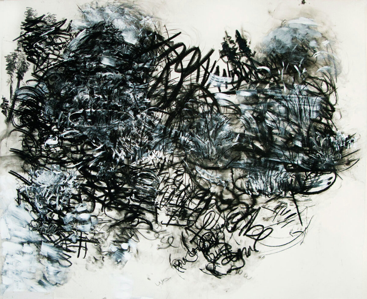 BURNED!, 2009, charcoal and acrylic on paper, 60 x 84"