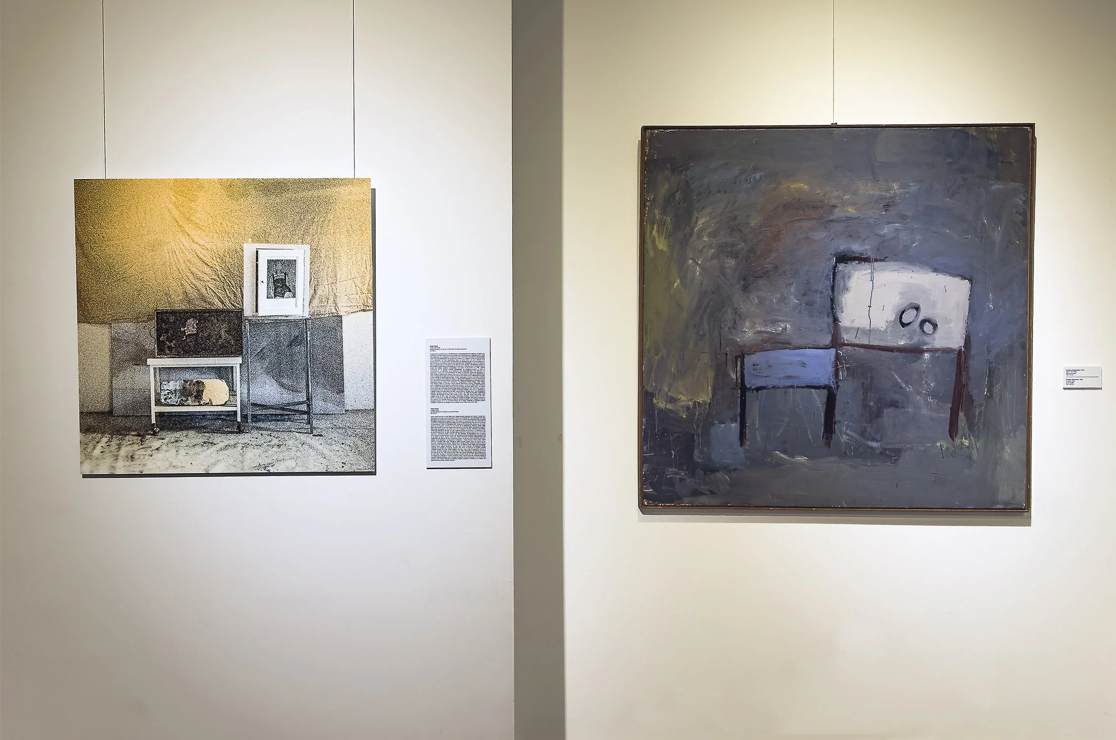Points of Contact, untitled, 2026, archival digital print, 37 x 37", installation view with painting by Kyriakos Mortarakos, Museum of Modern Greek Art of the Municipality of Rhodes, Greece. 