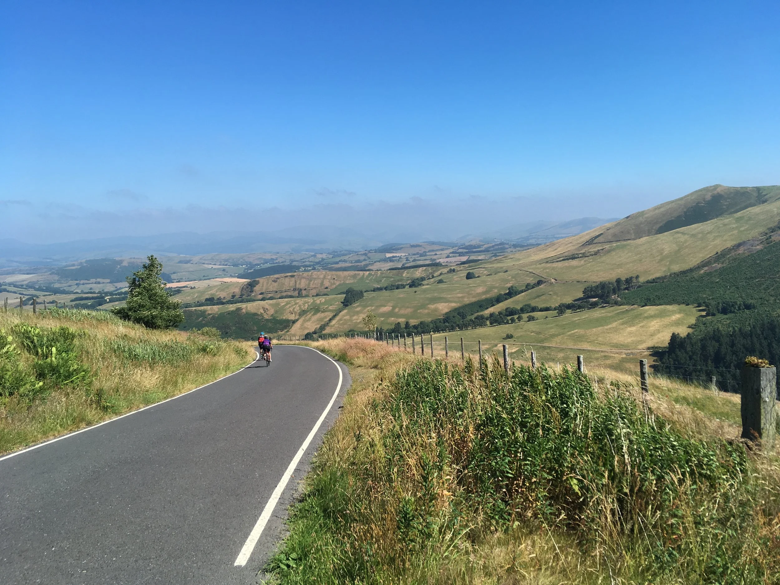 About to descend the Cambrian Mountains, Snowdonia in the distance
