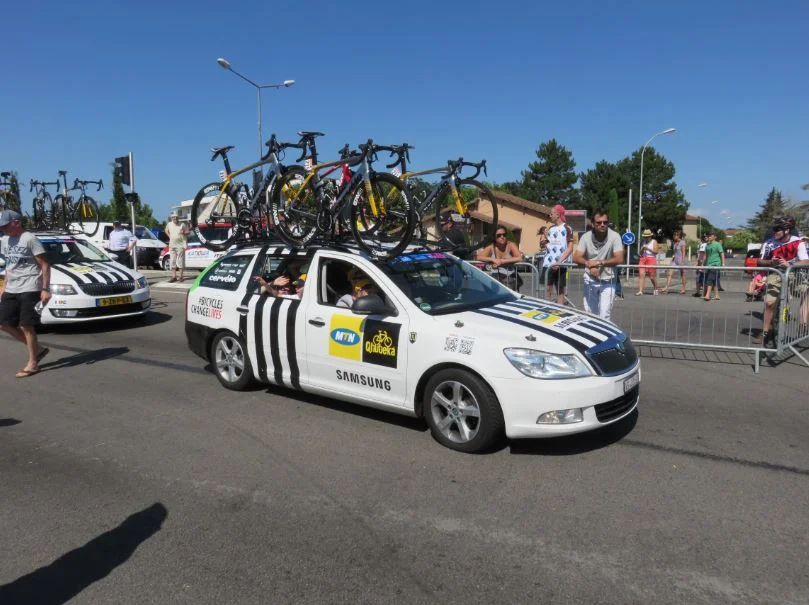 Team Qhubeka's team car in the 2015 Tour de France