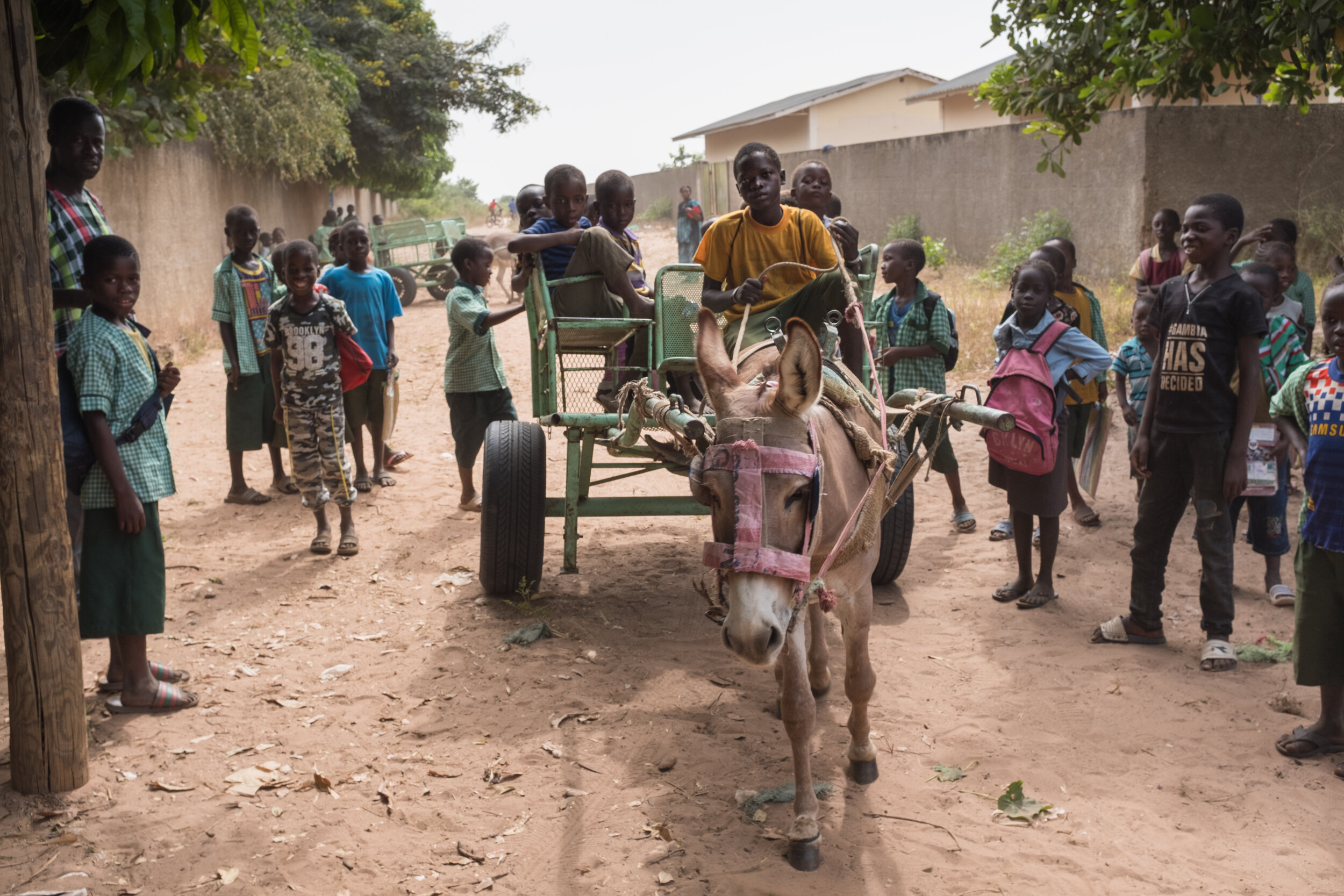  ECD students (ages 3 to 6) await to be taken home from the Medina Manneh school, in Northern Gambia. 