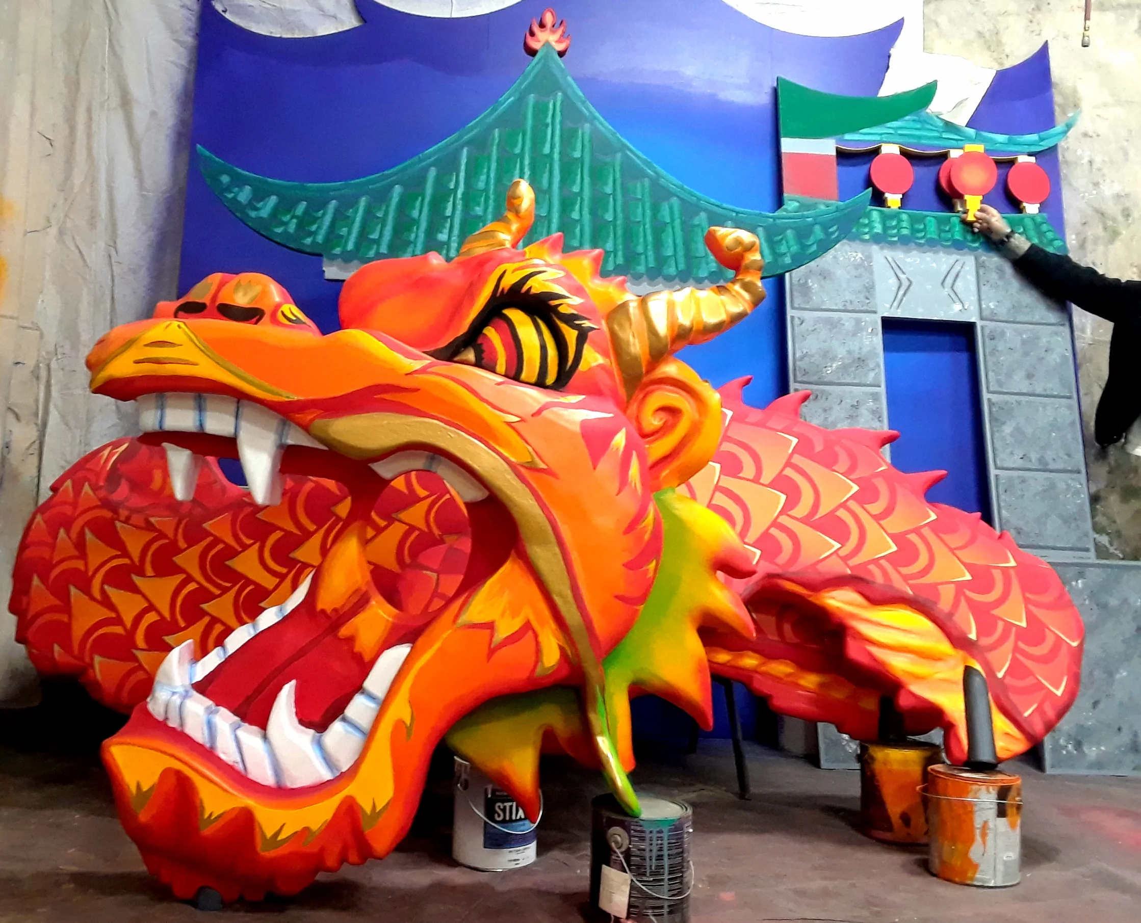 Carved Foam Painted Dragon Backdrop