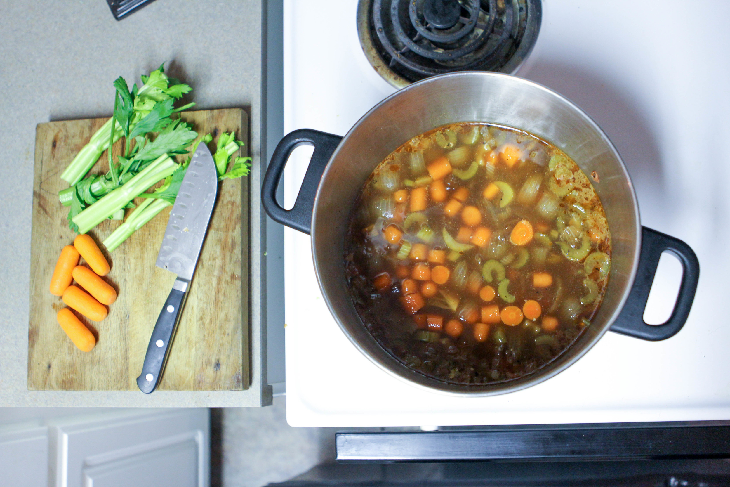 I feel like bloggers are always posting pictures of their food, so here ya go. The nasty soup. Notice the conspicuously placed veggies to make a more aesthetic picture...